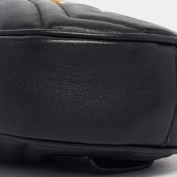 Pre Owned Gucci Black Matelassé Leather GG Marmont Belt Bag