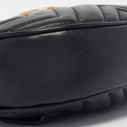 Pre Owned Gucci Black Matelassé Leather GG Marmont Belt Bag