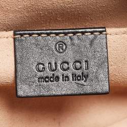 Pre Owned Gucci Black Matelassé Leather GG Marmont Belt Bag