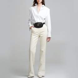 Pre Owned Gucci Black Matelassé Leather GG Marmont Belt Bag