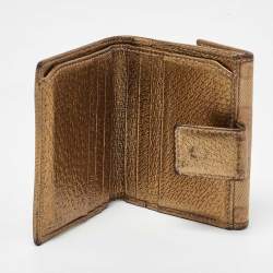 Gucci Beige/Gold GG Canvas and Leather Compact Wallet