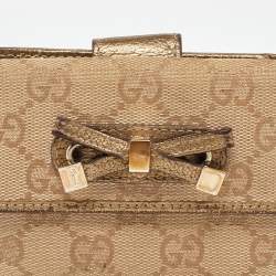 Gucci Beige/Gold GG Canvas and Leather Compact Wallet