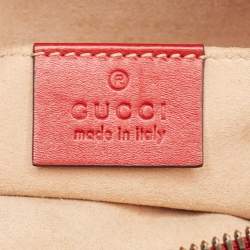 Gucci Red Matelassé Leather Mini GG Marmont Belt Bag