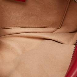Pre Owned Gucci Red Matelassé Leather Small GG Marmont Shoulder Bag