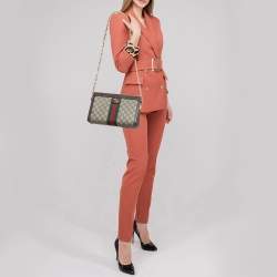 Gucci Beige/Brown GG Supreme Canvas and Leather Ophidia Chain Bag