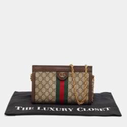 Gucci Beige/Brown GG Supreme Canvas and Leather Ophidia Chain Bag