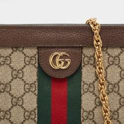 Gucci Beige/Brown GG Supreme Canvas and Leather Ophidia Chain Bag