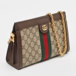 Gucci Beige/Brown GG Supreme Canvas and Leather Ophidia Chain Bag