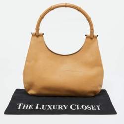 Gucci Beige Leather Bamboo Handle Hobo