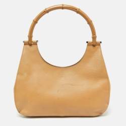 Gucci Beige Leather Bamboo Handle Hobo