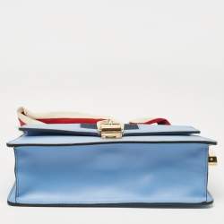 Gucci Light Blue Leather Small Web Sylvie Shoulder Bag