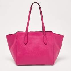 Pre Owned Gucci Fuchsia Leather Small Swing Tote