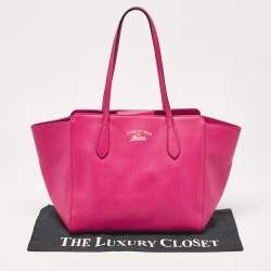 Pre Owned Gucci Fuchsia Leather Small Swing Tote