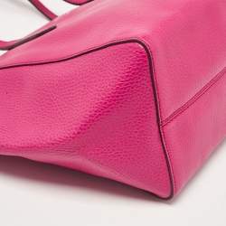 Pre Owned Gucci Fuchsia Leather Small Swing Tote