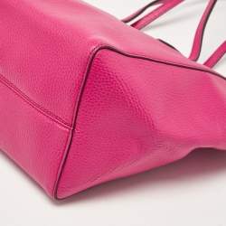 Pre Owned Gucci Fuchsia Leather Small Swing Tote