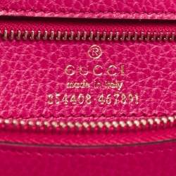 Pre Owned Gucci Fuchsia Leather Small Swing Tote