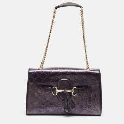 Gucci Purple Guccissima Patent Leather Medium Emily Shoulder Bag