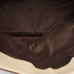 Pre Owned Gucci Beige Canvas Leather Tote