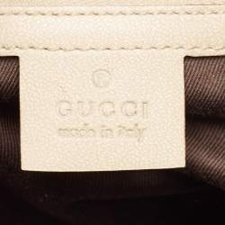 Pre Owned Gucci Beige Canvas Leather Tote