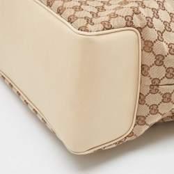 Pre Owned Gucci Beige Canvas Leather Tote