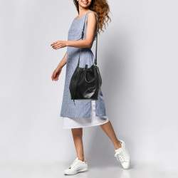 Pre Owned Gucci Black Diamante Leather Hilary Bucket Bag