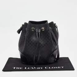 Pre Owned Gucci Black Diamante Leather Hilary Bucket Bag