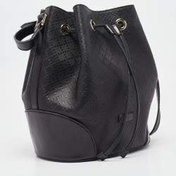 Pre Owned Gucci Black Diamante Leather Hilary Bucket Bag