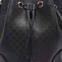 Pre Owned Gucci Black Diamante Leather Hilary Bucket Bag