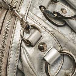 Pre Owned Gucci Silver Guccissima Leather Sukey Satchel