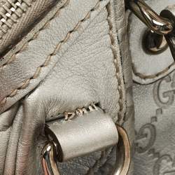 Pre Owned Gucci Silver Guccissima Leather Sukey Satchel