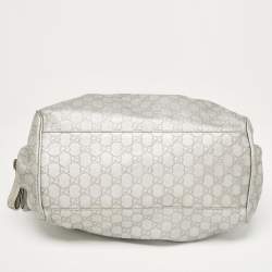 Pre Owned Gucci Silver Guccissima Leather Sukey Satchel