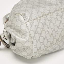 Pre Owned Gucci Silver Guccissima Leather Sukey Satchel