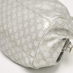 Pre Owned Gucci Silver Guccissima Leather Sukey Satchel