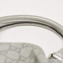 Pre Owned Gucci Silver Guccissima Leather Sukey Satchel