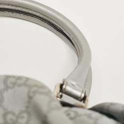 Pre Owned Gucci Silver Guccissima Leather Sukey Satchel