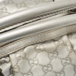 Pre Owned Gucci Silver Guccissima Leather Sukey Satchel