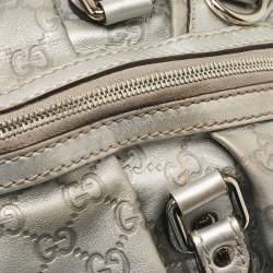 Pre Owned Gucci Silver Guccissima Leather Sukey Satchel