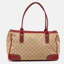 Gucci Beige/Red GG Canvas and Leather Princy Tote