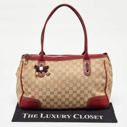 Gucci Beige/Red GG Canvas and Leather Princy Tote