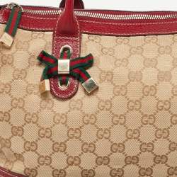 Gucci Beige/Red GG Canvas and Leather Princy Tote