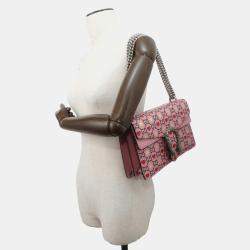 مملوكة مسبقًا Gucci Pink Leather Dionysus GG Supreme Heart Valentine Chain Shoulder Small Bag