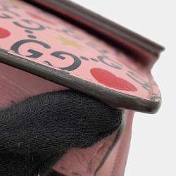 مملوكة مسبقًا Gucci Pink Leather Dionysus GG Supreme Heart Valentine Chain Shoulder Small Bag