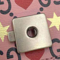 مملوكة مسبقًا Gucci Pink Leather Dionysus GG Supreme Heart Valentine Chain Shoulder Small Bag