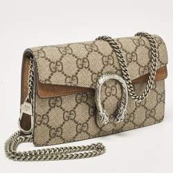 Pre Owned Gucci Beige Coated Canvas and Suede Super Mini Dionysus Crossbody Bag