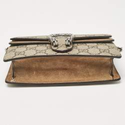 Pre Owned Gucci Beige Coated Canvas and Suede Super Mini Dionysus Crossbody Bag