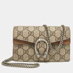 Pre Owned Gucci Beige Coated Canvas and Suede Super Mini Dionysus Crossbody Bag
