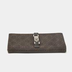 Gucci Dark Brown GG Canvas and Leather Jackie Continental Wallet