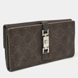 Gucci Dark Brown GG Canvas and Leather Jackie Continental Wallet