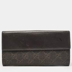 Gucci Dark Brown GG Canvas and Leather Jackie Continental Wallet