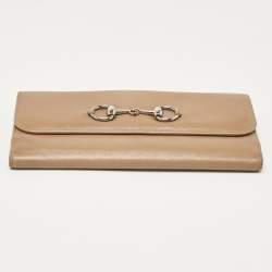 Gucci Brown Leather Horsebit Continental Wallet